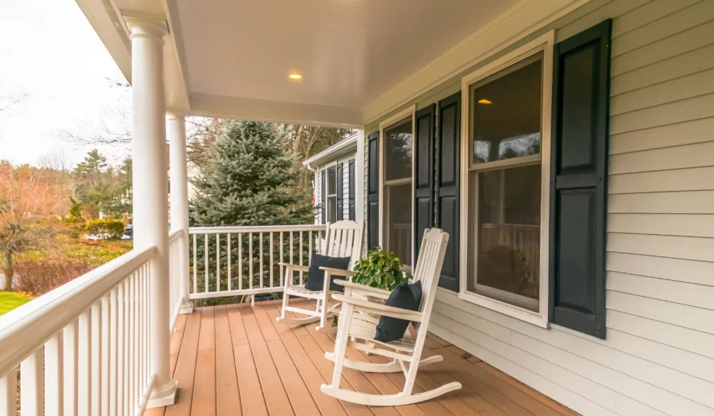 A quiet porch of a suburban home