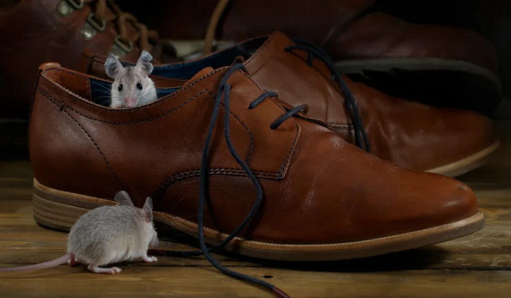 mice on shoes